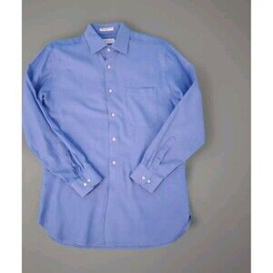 John W Nordstorm Button Front Shirt Trim Fit 15 1/2 32-33 Egytian Cotton Blue
